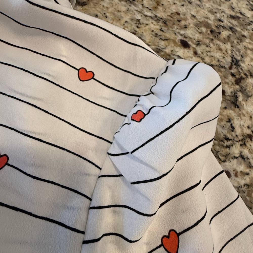 Court & Rowe heart striped ruffled button up top SZ XXS - Picture 3 of 12